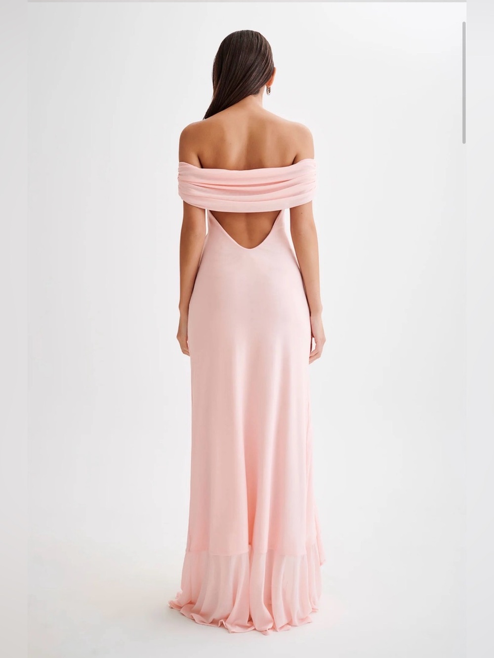 Off-Shoulder Blush Pink Evening Gown - Picture 2 of 11